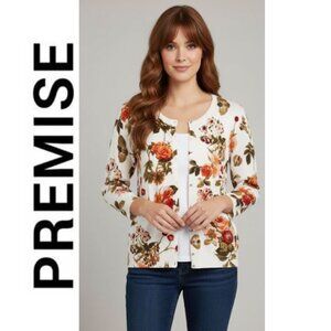 PREMISE, White cardigan with beautiful Fall floral print